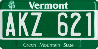 VT license plate AKZ621
