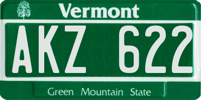 VT license plate AKZ622