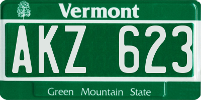 VT license plate AKZ623