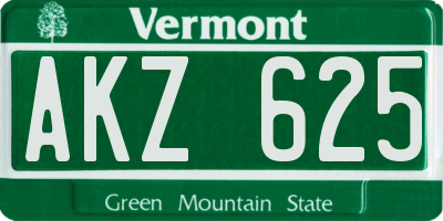 VT license plate AKZ625