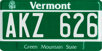 VT license plate AKZ626