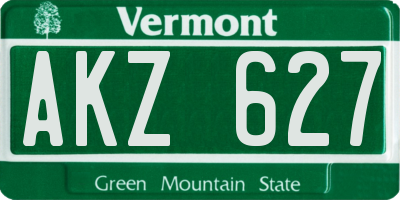 VT license plate AKZ627