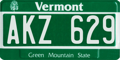 VT license plate AKZ629