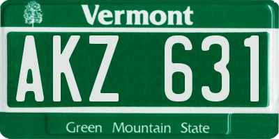 VT license plate AKZ631