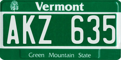 VT license plate AKZ635
