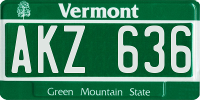 VT license plate AKZ636