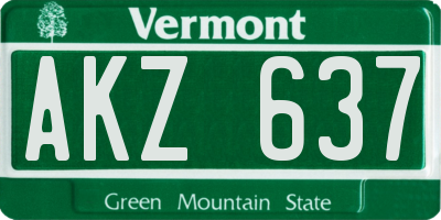 VT license plate AKZ637