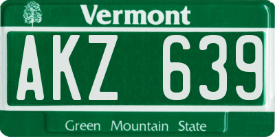 VT license plate AKZ639