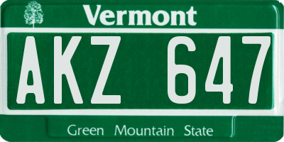VT license plate AKZ647