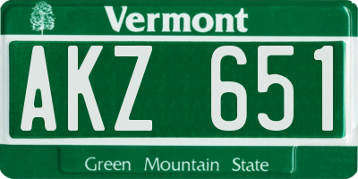 VT license plate AKZ651