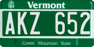 VT license plate AKZ652