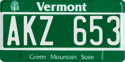 VT license plate AKZ653