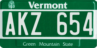 VT license plate AKZ654