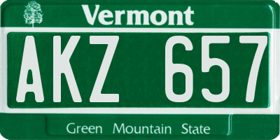 VT license plate AKZ657