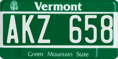 VT license plate AKZ658