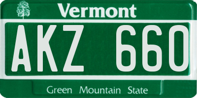 VT license plate AKZ660