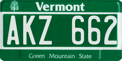 VT license plate AKZ662