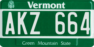 VT license plate AKZ664