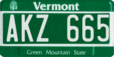 VT license plate AKZ665