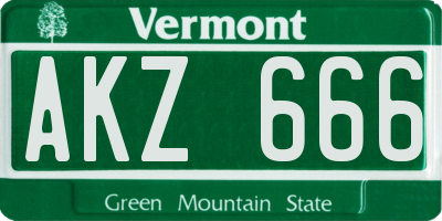 VT license plate AKZ666