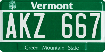VT license plate AKZ667