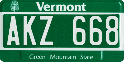 VT license plate AKZ668