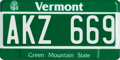 VT license plate AKZ669