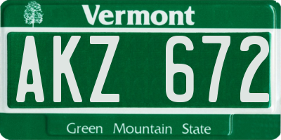 VT license plate AKZ672