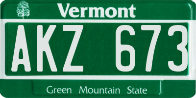 VT license plate AKZ673