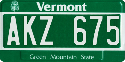 VT license plate AKZ675