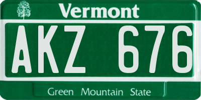 VT license plate AKZ676