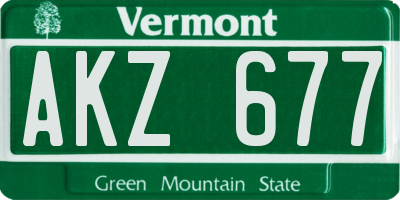 VT license plate AKZ677