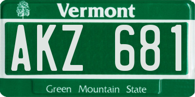 VT license plate AKZ681