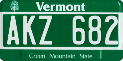 VT license plate AKZ682