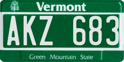 VT license plate AKZ683