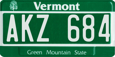 VT license plate AKZ684