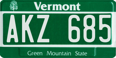 VT license plate AKZ685
