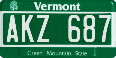 VT license plate AKZ687