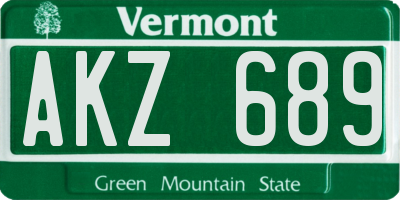 VT license plate AKZ689
