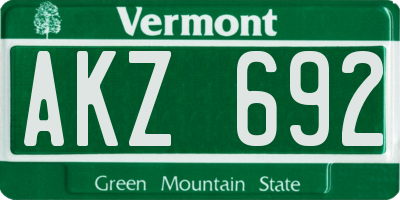 VT license plate AKZ692