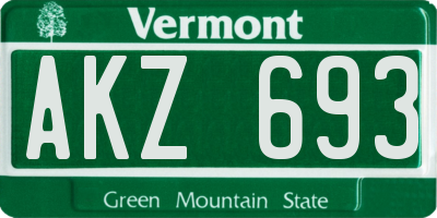 VT license plate AKZ693