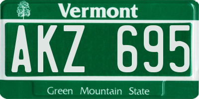 VT license plate AKZ695