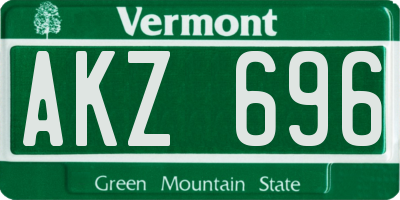 VT license plate AKZ696