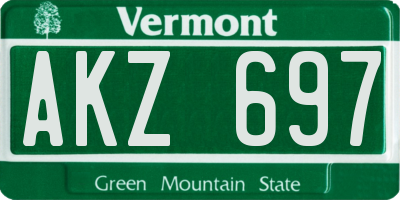 VT license plate AKZ697