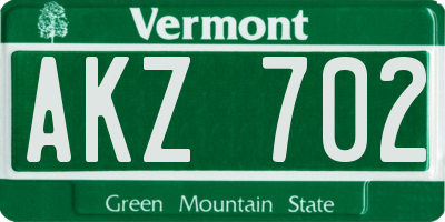 VT license plate AKZ702