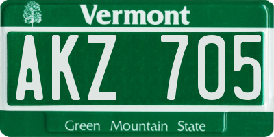 VT license plate AKZ705