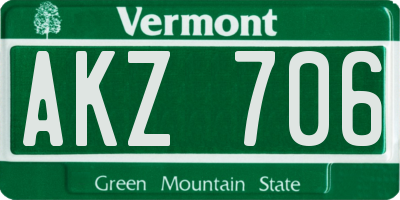 VT license plate AKZ706