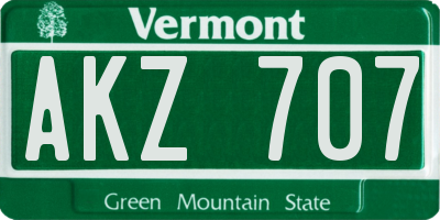 VT license plate AKZ707