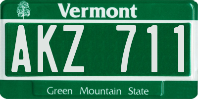 VT license plate AKZ711