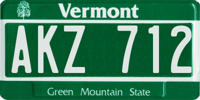 VT license plate AKZ712